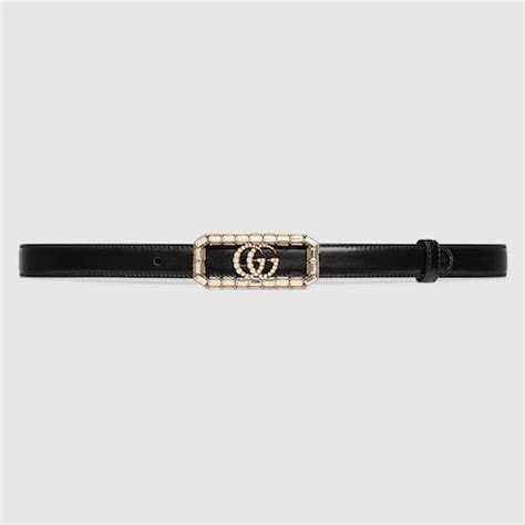 cintura gucci con cristalli|Cintura in pelle con cristalli Double G in Nero .